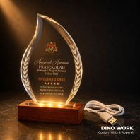Crystal Trophy Award with Wooden Stand & LED Light 1283