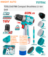 TOTAL M16 TOSLI240786 Cordless Compact Brushless Li-ion Drill Cleaning Brushes