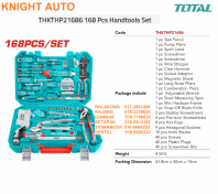 TOTAL THKTHP21686 168 Pcs Handtools Set w/ Pliers, Hammer, Screwdriver, Measuring Tape, Spirit Level, Hacksaw