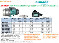 SHIMGE Self-Priming Jet Pumps SUS304 Very Powerful Suction JET250G2 / JET370G2 / JET750G2 / JET1100G