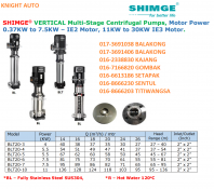 Shimge 3 Phase 415V Stainless Steel Vertical Multistage Centrifugal Pump BLT20 Series C013