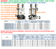 Shimge 3 Phase 415V Frequency Inverter Pump Twin Multi-Stage Centrifugal Pump Full Stainless Steel 2SPW16 / 2SPW32 Series C013