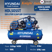 HYUNDAI HDL5055T Three Phase Air Compressor 5.5hp 415V 8Bar 150L With DOSH & ASME Certificate