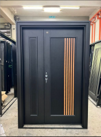 ASIA SECURITY DOOR CR411 D102 DESIGN 5X7 IN MAT BLACK LEFT/RIGHT [OPEN IN]