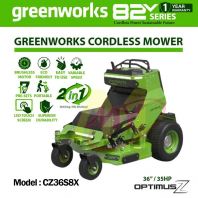 GREENWORKS CZ36S8X 36" Cordless Brushless Ride On Mower 35Hp