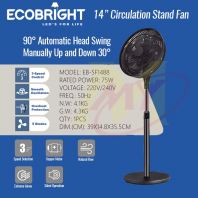 ECOBRIGHT EB-SF1488 14" Circulation Stand Fan 240V [CODE: 10560]