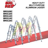 BIGRED Heavy Duty Multi Purpose Aluminium Ladder [8 Steps/ 10 Steps/ 12 Steps/ 14 Steps/ 16 Steps]