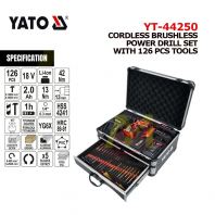 YATO YT-44250 Brushless Cordless Power Drill Set 18V with 126pcs Tools YATO YT-44250 Brushless Cordless Power Drill Set 18V with 126pcs Tools