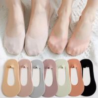 Cotton Sock Women Summer Thin Boat Sock Slippers Silicone Anti-Slip Ice Silk Socks Seamless Invisible Ankle Sock