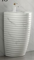 IT-3127F Stand Alone Basin   White Marble Ceramic Wash Basin 440x450x840mm