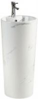 IT-6227F Standalone Wash Basin   Marble White Ceramic, 395x395x820mm