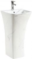 IT-6225F Standalone Wash Basin   Marble White Ceramic, 450x450x840mm