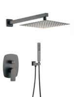 HCSM-61902-GY-10 2-Way Concealed Shower Set with 10�� Rain Shower   PVD Gun Metal Finish Premium Bathroom Mixer System