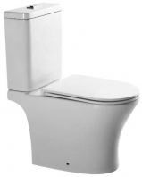 TOSCANA Close-Coupled Water Closet Rimless Washdown WC   Dual Flush 5L/3L, Soft Close Seat, S-Trap 250mm, Modern Bathroom Toilet