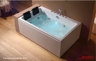 ERN 11488 L/R Jacuzzi Bathtub with Light & Bubble   1700mm Luxury Massage Spa Bathtub with 8 Jets, LED Light, Hand Shower & Acrylic Cabinet