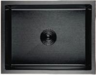 ITS-6600/EB(BL) Premium Undermounted Kitchen Sink   SUS304 Stainless Steel Nano Black Single Bowl Sink with PVD Embossed Anti-Scratch Technology (600x450x220mm)
