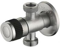 HWT 9020-A Two Way Angle Valve   SUS304 Stainless Steel Dual Outlet Angle Valve for Modern Plumbing