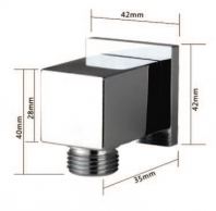 IT-W515-LS Square Brushed Finish Wall & Union Shower Connection   Premium SUS304 Water Connector