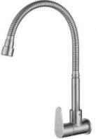 SFK 2001F Kitchen Cold Tap   Single Flexible Wall Sink Tap, SUS304 Stainless Steel, Brushed Finish, Lever Handle