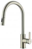 HWT 610HC Kitchen Mixer Tap   Single Lever Pillar Sink Mixer with Pull Out Spray  SUS304 Stainless Steel Brushed Finish
