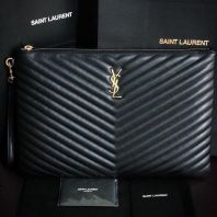 Brand New YSL Black Large Pouch GHW