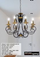 CRYSTAL CHANDELIER PENDANT LIGHT (H3-CDL8992-8-BK+GD)