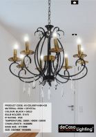 CRYSTAL CHANDELIER PENDANT LIGHT (H3-CDL8997-8-BK+GD)