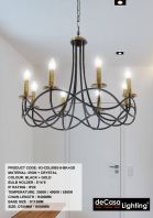 CRYSTAL CHANDELIER PENDANT LIGHT (H3-CDL8993-8-BK+GD)