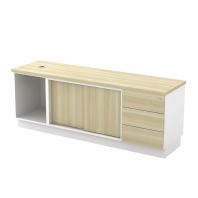 WOODEN SIDE CABINET C/W OPEN SHELF + SLIDING DOOR + FIXED PEDESTAL BALAKONG SELANGOR
