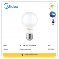MIDEA A60 E27 LED BULB 240V 15,000HRS IP20 CRI80 [7W/9W/12W/15W] [580LM/630LM/780LM/810LM/1050LM/1100LM/1400LM/1500LM] [3000K/4000K/6500K] (SIRIM APPROVED)