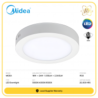 MIDEA M1 ROUND SURFACE LED DOWNLIGHT 240V 20,000HRS IP20 CRI80 [18W/24W] [1530LM/2040LM] [3000K/4000K/6500K] (SIRIM APPROVED)