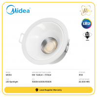 MIDEA ANTI GLARE RECESSED LED SPOTLIGHT 240V 6W 20,000HRS IP20 CRI80 [540LM/570LM] [3000K/4000K/6500K] [WHITE/BLACK] (SIRIM APPROVED)