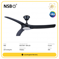 NSB TEEGA 52'' OUTDOOR LED CEILING FAN 3 BLADES MAX35 + 18W LED IP66 [MATT WHITE/MATT BLACK/OAK/MAHOGANY]