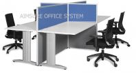 4 cluster office partition with rectangular worktop and J metal leg 4 cluster office partition with rectangular worktop and J metal leg