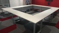 Square Join Meeting table with Square metal leg and modesty panel