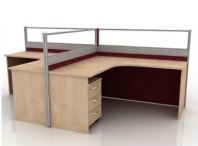 2 pax half glass L shape office workstation with wire trunking 2 pax half glass L shape office workstation with wire trunking
