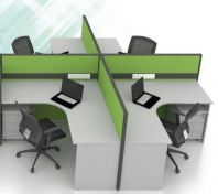 4 pax L shape office workstation with wooden leg