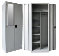 Full height wardrobe with steel swinging door with 1 mirror n shelves SCM0001