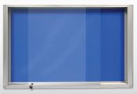 Notice board with glass sliding door blue colour foam