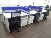 6 pax rectangular table with hanging fabric panel and wire trunking 6 pax rectangular table with hanging fabric panel and wire trunking