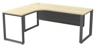 L shape table with Square metal leg and metal perforated panel L shape table with Square metal leg and metal perforated panel
