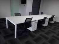 Rectangular 6 pax office workstation with pedestal