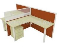 2 pax L shape table with square pole and partition 2 pax L shape table with square pole and partition
