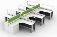 L shape workstation with half glass panel L shape workstation with half glass panel