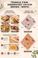 TRIANGLE P/BAG SANDWICHES 15X15CM(BROWN/WHITE)