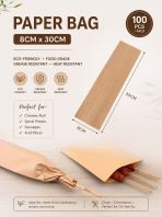 PAPER BAG 8CMX30CM 100'S+-