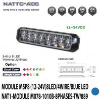 8+8 or 8 LED Warning Lighthead | Module MSP8 (12-24V) 8LED/4Wire/BlueLED 8+8 or 8 LED Warning Lighthead | Module MSP8 (12-24V) 8LED/4Wire/BlueLED
