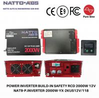 Pure Sine Wave Power Inverter 2000W (12V) Built-in Safety RCD (Residual Current Device) Pure Sine Wave Power Inverter 2000W (12V) Built-in Safety RCD (Residual Current Device)