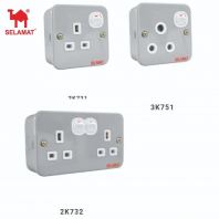 SELAMAT 2K731 / 2K732 / 3K751 13A 1 Gang 2 Gang Metal Clad Switch Socket Outlet