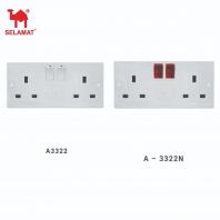 SELAMAT A3322 / A3322N 2GANG MINI SWITCH SOCKET ( NEON )
